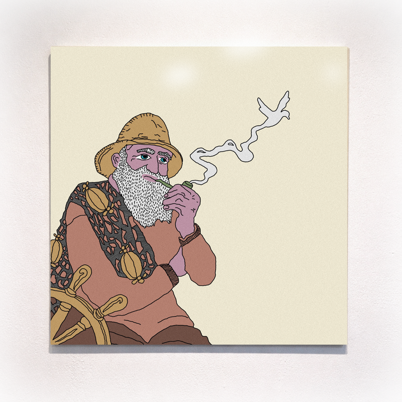 "Fiskeren - Beige" (Alu) 100x100 Av Markus Günther