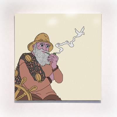 "Fiskeren - Beige" (Alu) 100x100 Av Markus Günther