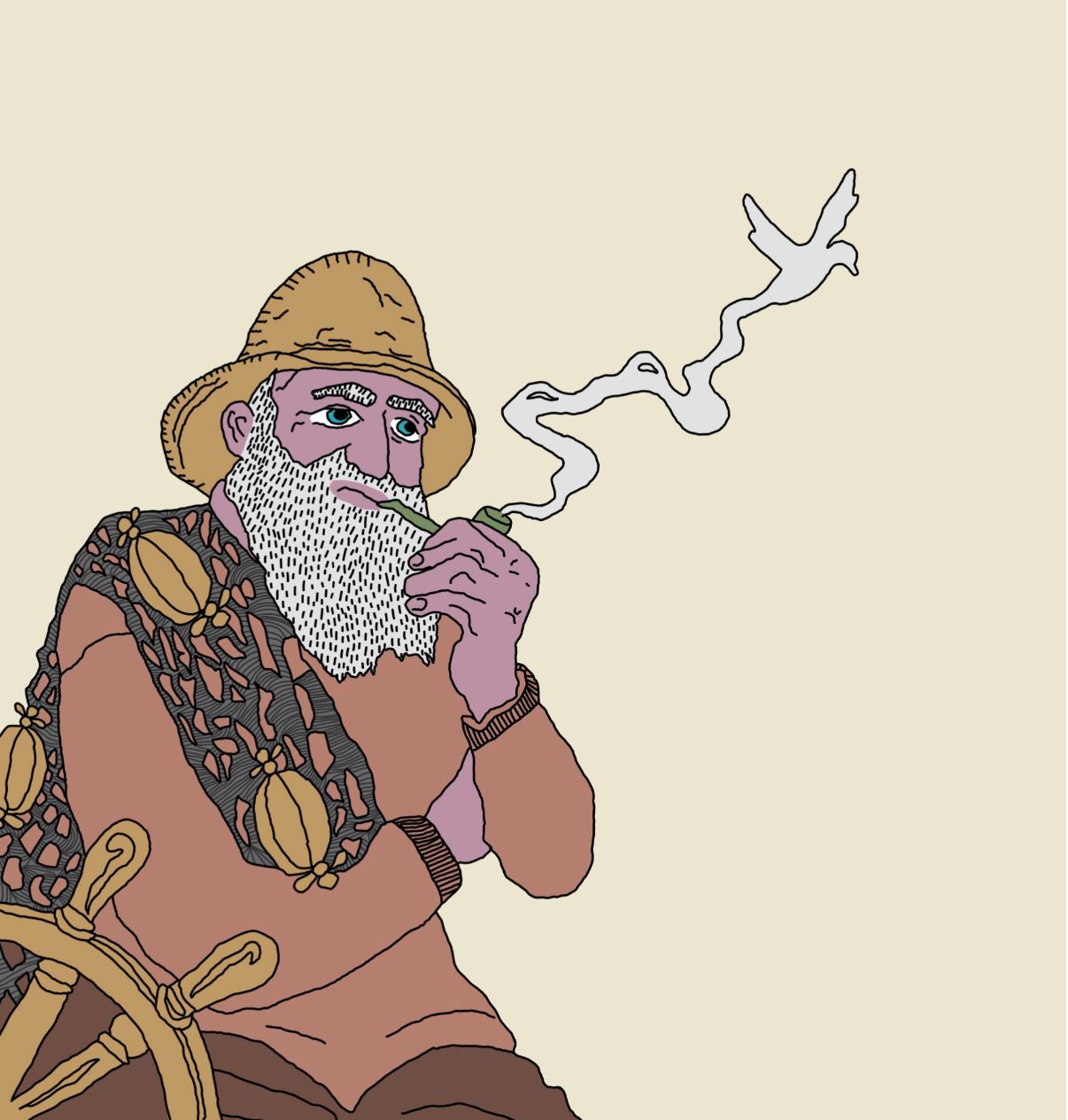 "Fiskeren - Beige" (Alu) 100x100 Av Markus Günther