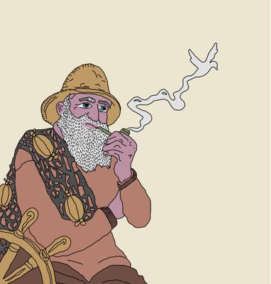 "Fiskeren - Beige" (Alu) 100x100 Av Markus Günther