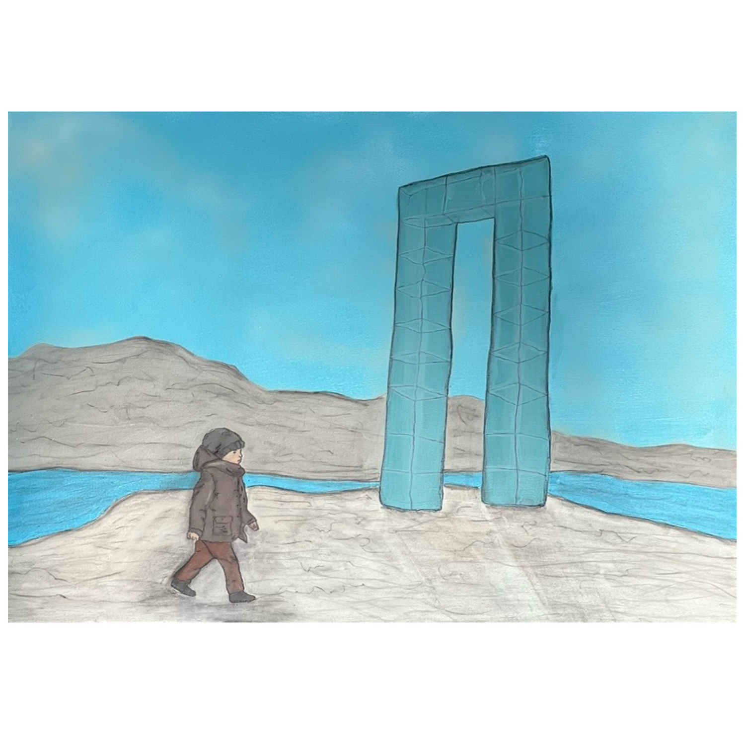 " Døra til Stord - blå " Orginalt Maleri Av Markus Günther