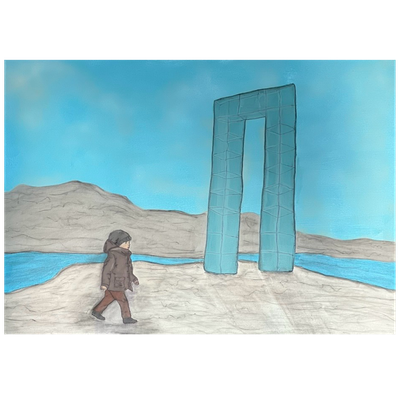 " Døra til Stord - blå " Orginalt Maleri Av Markus Günther