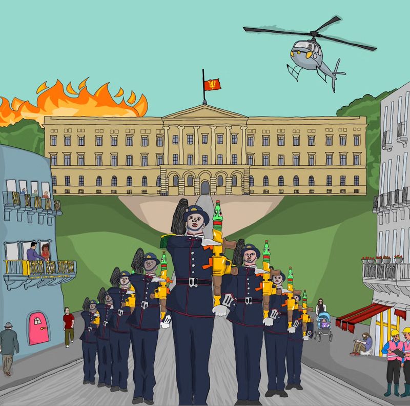 " Dagen Kongen Dør " På Aluminiumsplate 100x100