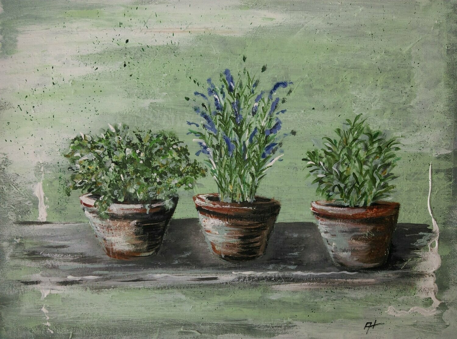 Kräutertöpfe  - Acryl auf Leinwand - Gemälde
