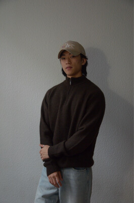 Strickpullover mit Viertelreissverschluss