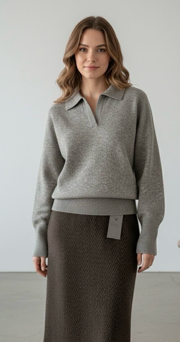 Polo-Pullover mit V-Öffnung am Ausschnitt