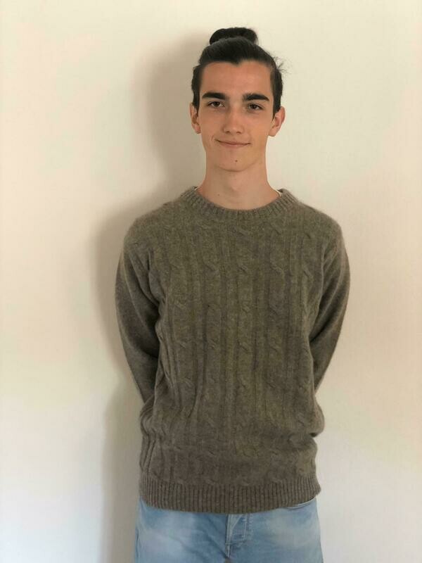 Herrenpullover, grau mit Strickmuster