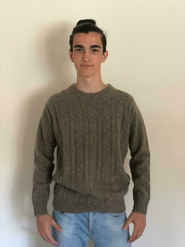 Herrenpullover, grau mit Strickmuster