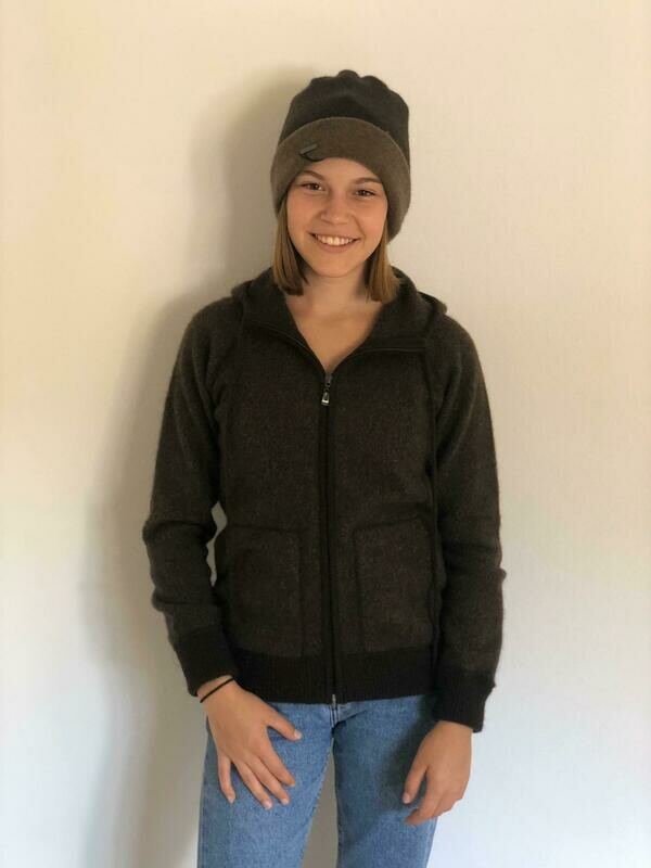 2-farbige Mütze dunkelbraun/grau