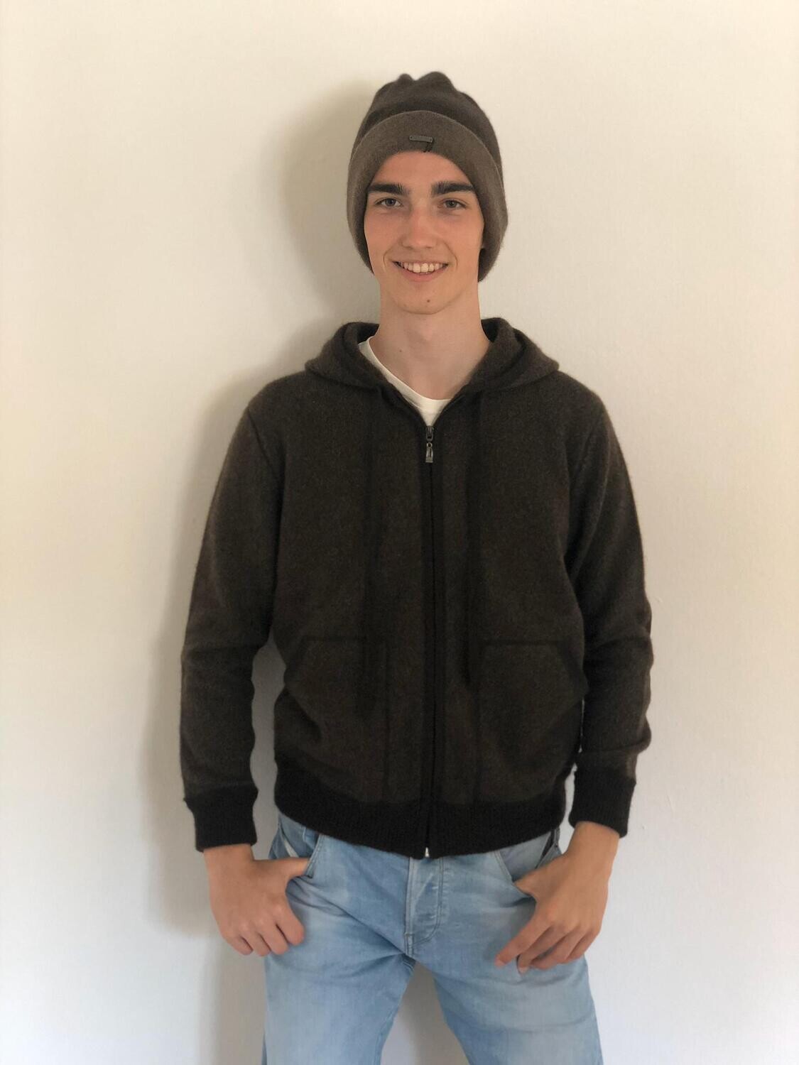 2-farbige Mütze hellbraun/dunkelbraun