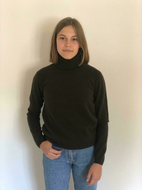 Damenpullover mit Kragen, dunkelbraun