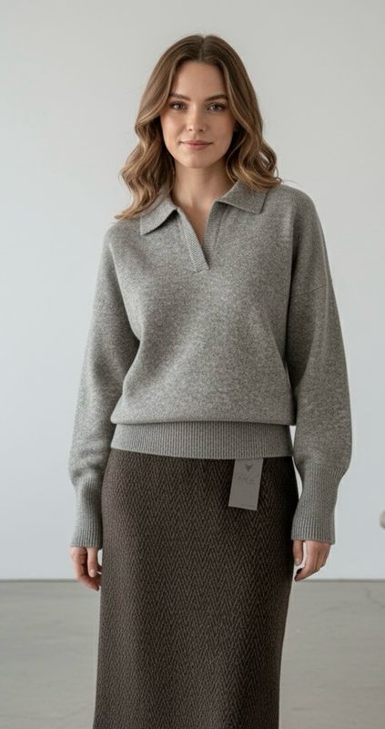 Polo-Pullover mit V-Öffnung am Ausschnitt