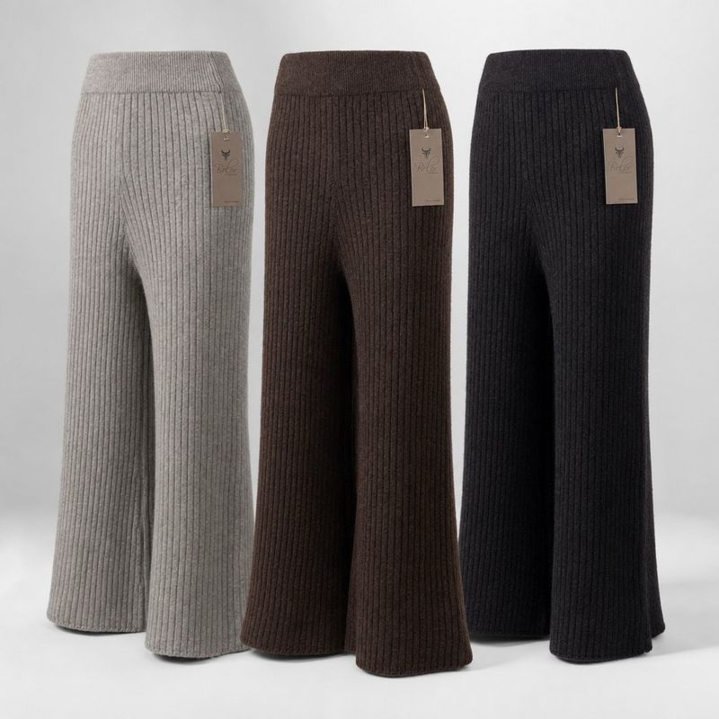 Damenhose mit Rippstrick