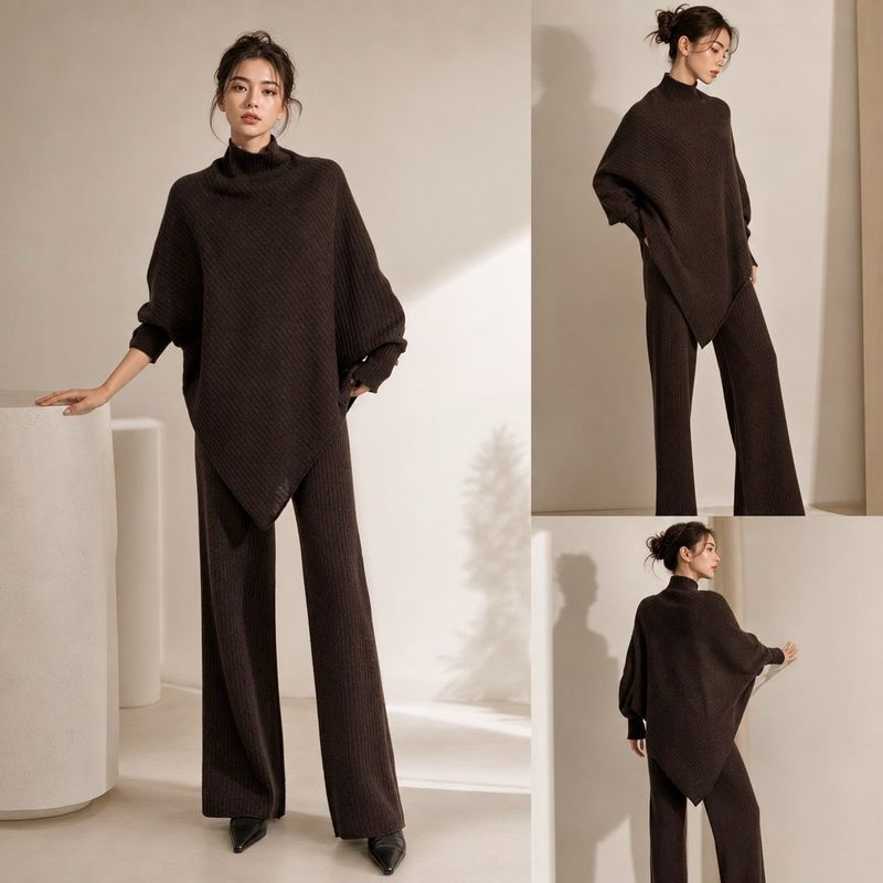 Asymmetrischer Pullover-Poncho