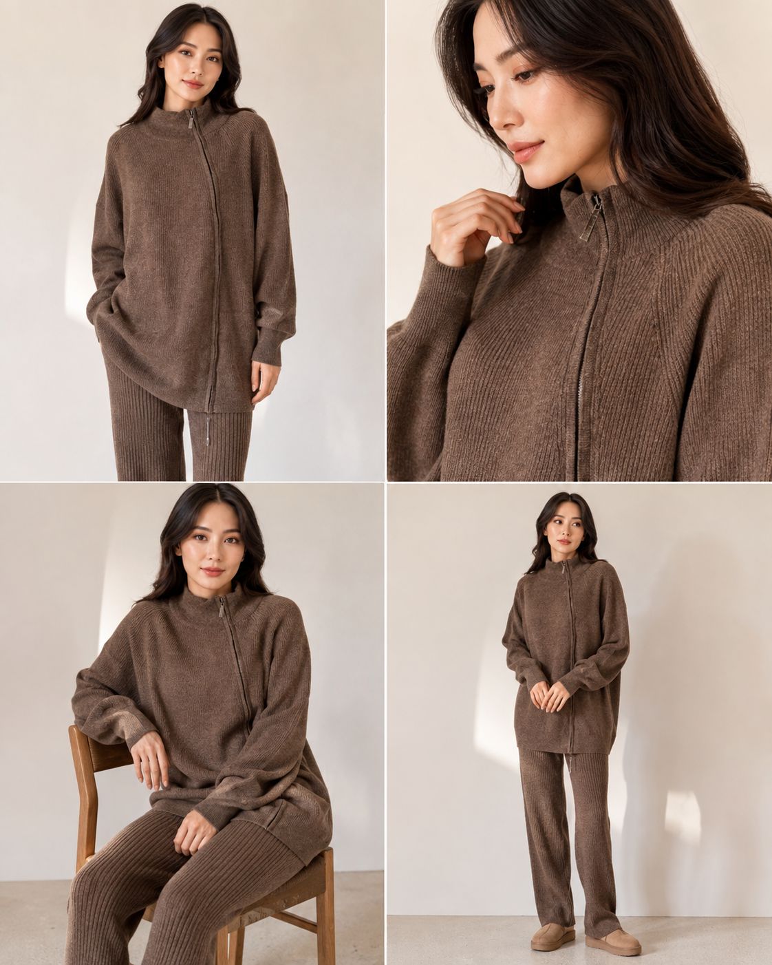 Oversize-Pullover mit Reissverschluss an der Seite