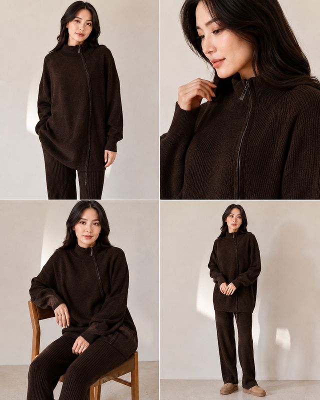 Oversize-Pullover mit Reissverschluss an der Seite