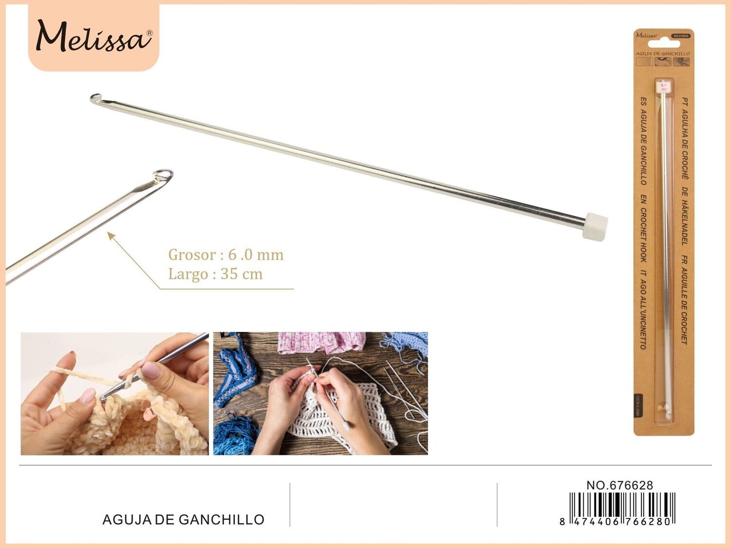 Tunisian crochet hook 6.0 mm