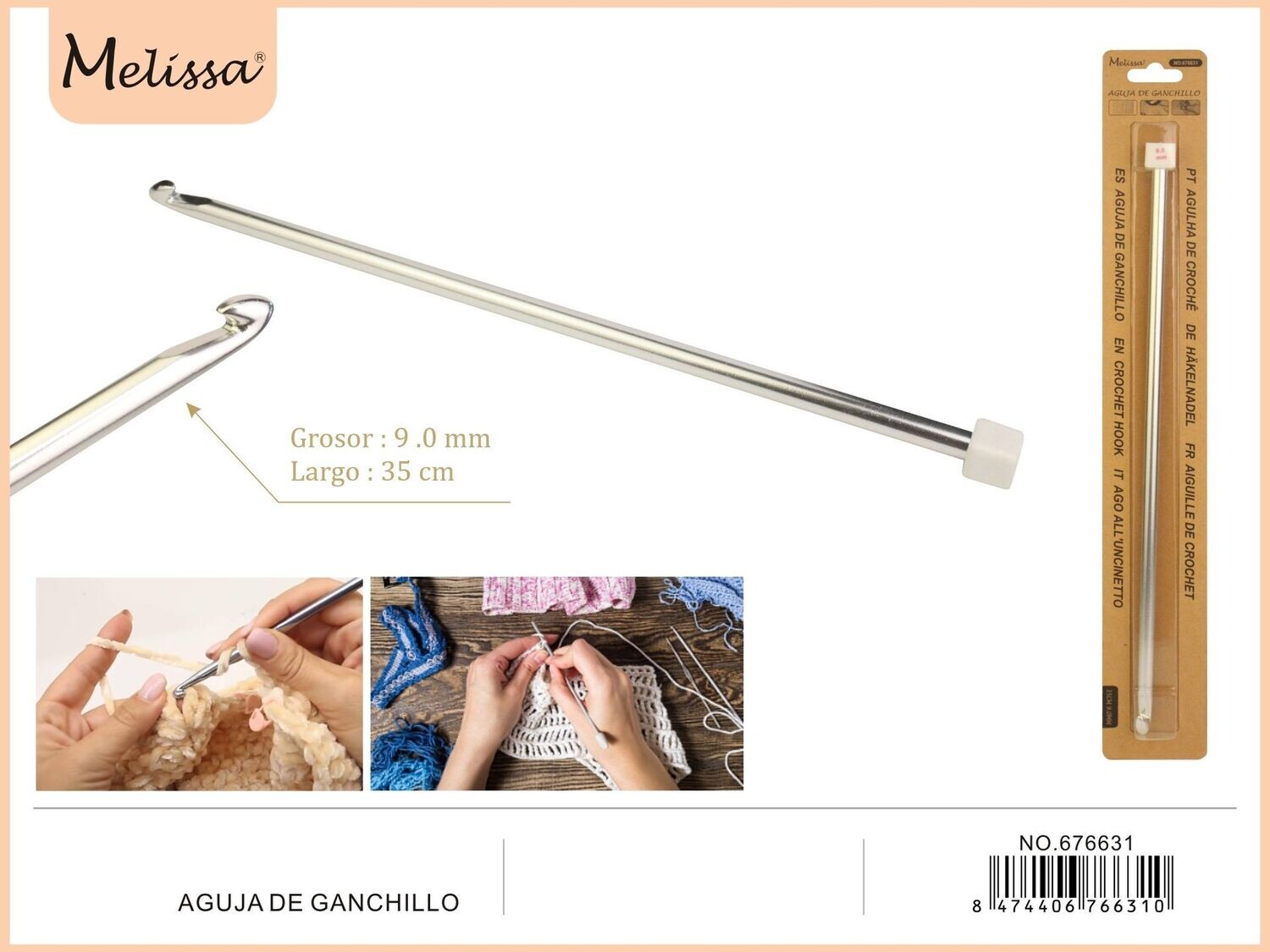 Tunisian crochet hook 9.0 mm