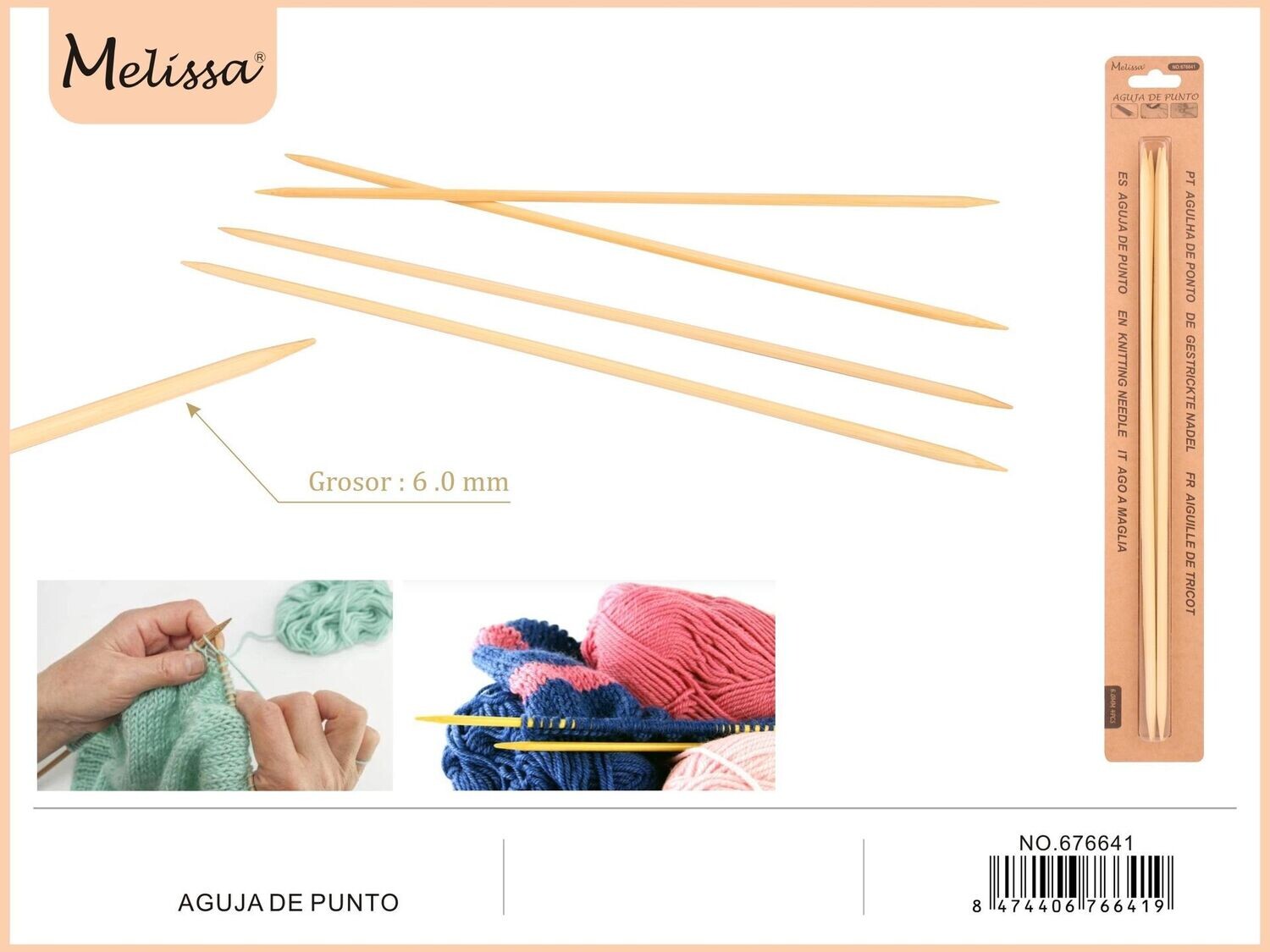 676641 Double Pointed Knitting Needles 6.0mm