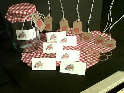 Red Gingham Jar Covers x 6