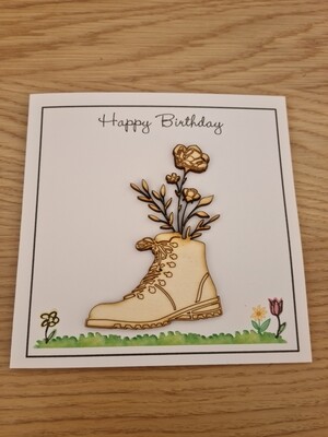 Happy Birthday Flower in a Boot Card