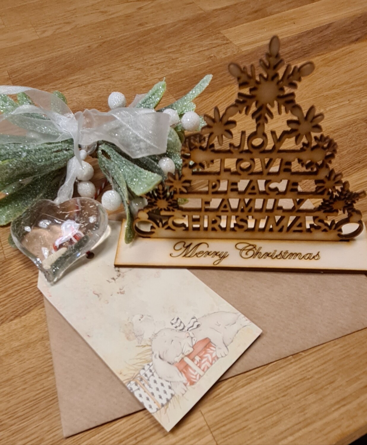 Wooden Christmas Cards x 3