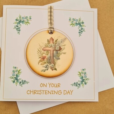 Christening Card with Detachable Keepsake