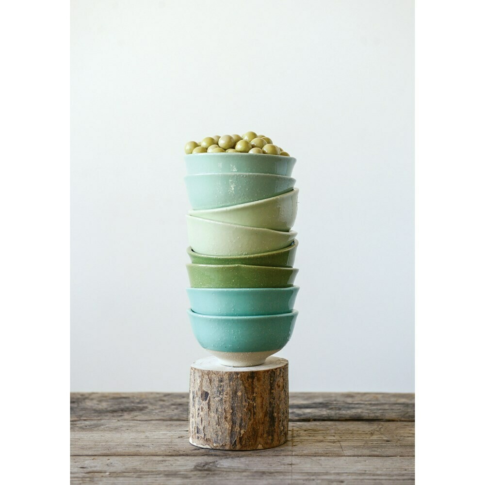 Stoneware Bowls - Green and Natural