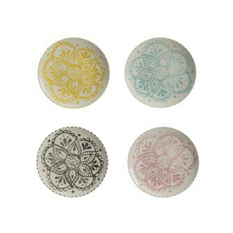 Stoneware Flower Plate - Assorted Colors