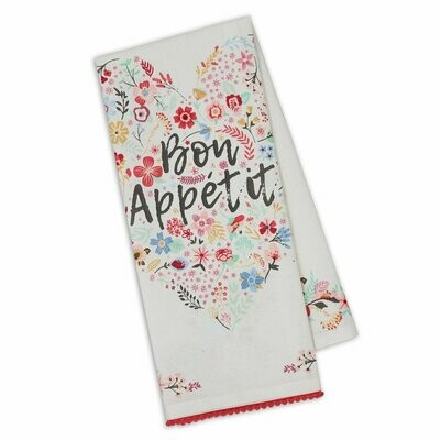 Bon Appitit Fleur Heart Embellished Dishtowel