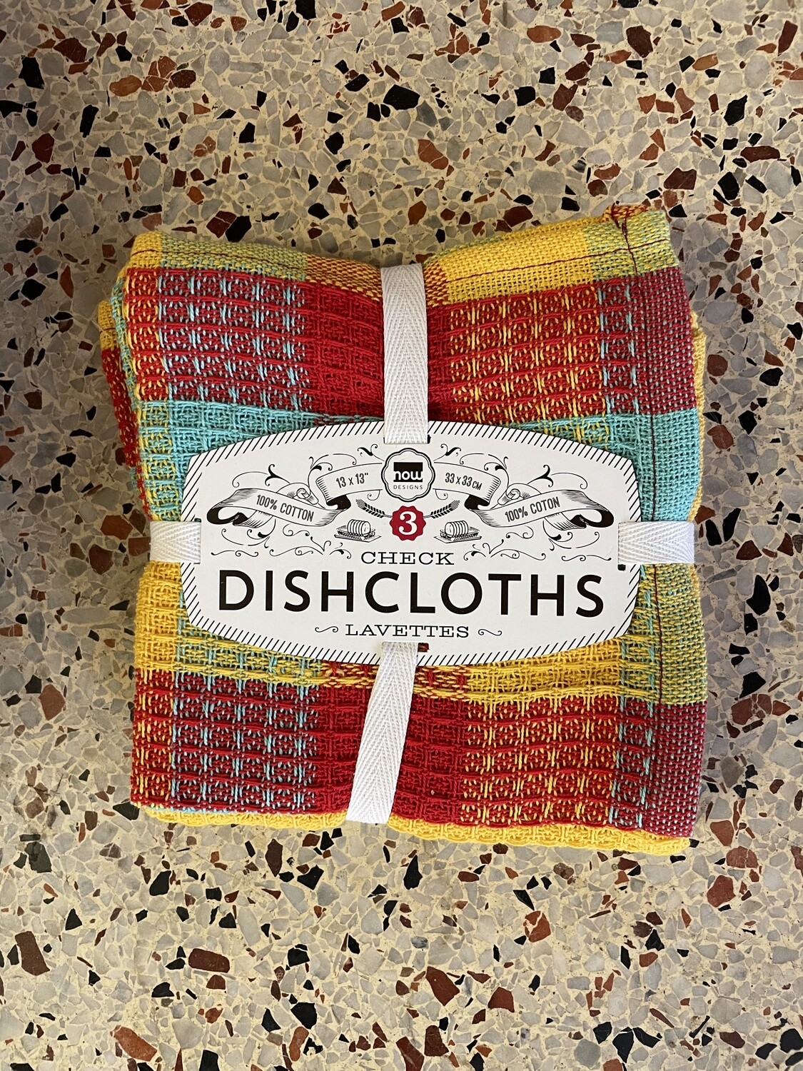 3 Check Dishcloths - Lemon