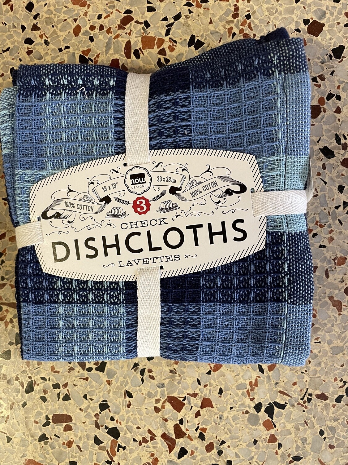 3 Check Dishcloth - Indigo