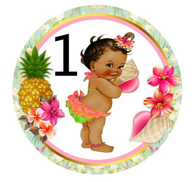 Tropical Luau Baby Girl Cupcake Toppers