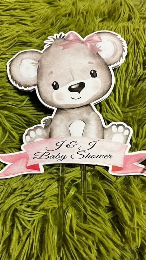 Baby Bear Cake Topper or 12 Cupcake toppers