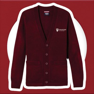 Bradford Academy Cardigan Sweater with Embroidered Logo