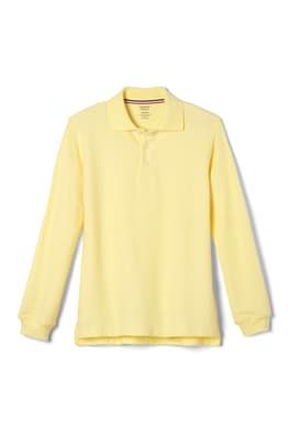 Long Sleeve Pique Polo Shirt for male, color: yellow
