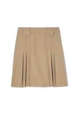 Above The Knee Front Pleated Skirt with Tabs