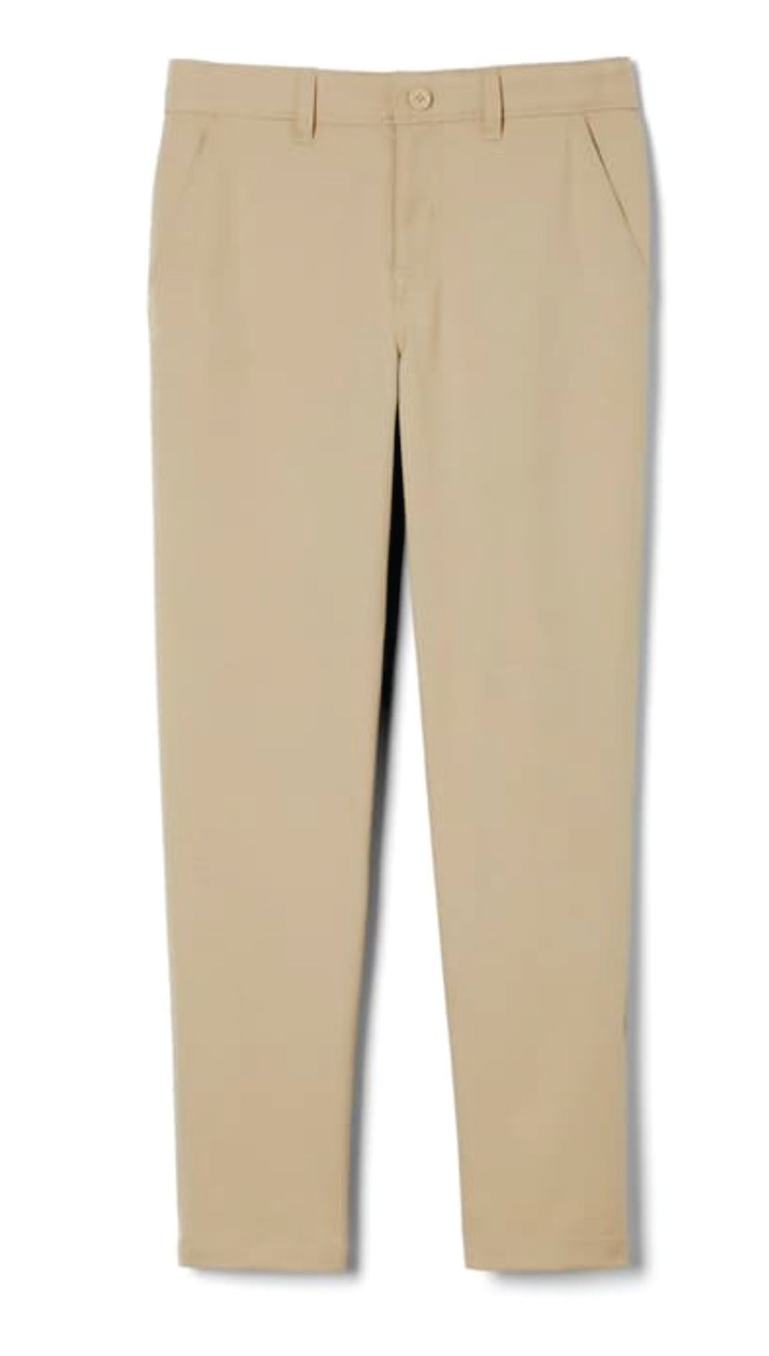 Boys Relaxed Fit Flat Front Twill Pant, Color: Khaki