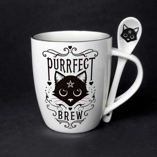Purrfect Brew mug & spoon set Purrfect Brew mug & spoon set