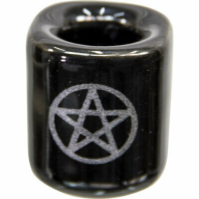 Mini candle holder Black with Silver pentacle