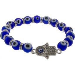 Evil Eye Bracelet Cobalt Blue w/ Fatima Hand Charm