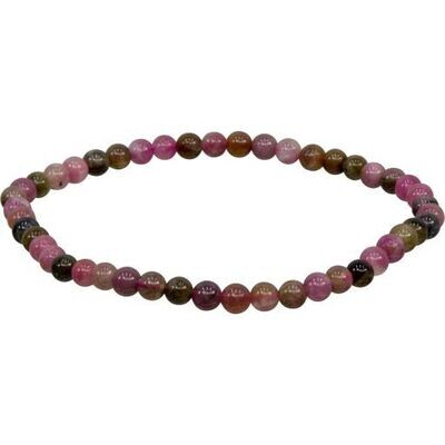 Pink Mix Tourmaline 4mm stone bead bracelet