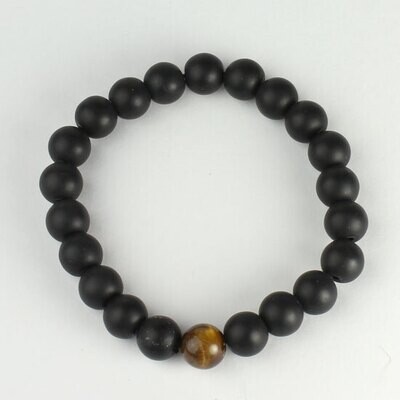 Matte Onyx w/ Tiger Eye 10mm stone bead bracelet