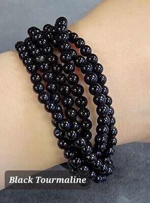 Black Tourmaline 4mm Stone Bead Bracelet