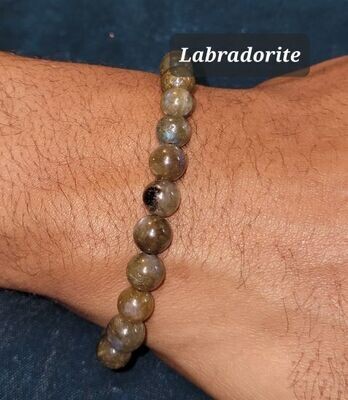 Labradorite 8mm stone bead bracelet