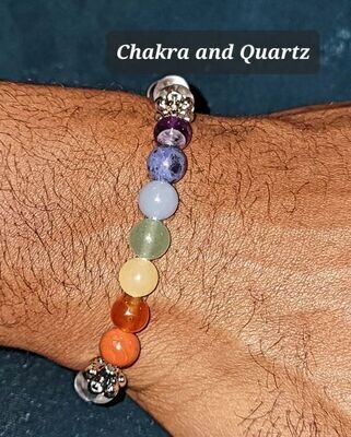 Quartz Chakra 8mm Stone bead bracelet