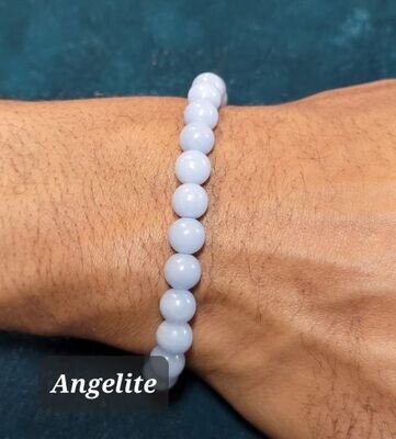 Angelite 8mm stone bead bracelet