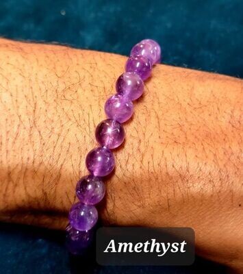 Amethyst 8mm stone bead bracelet