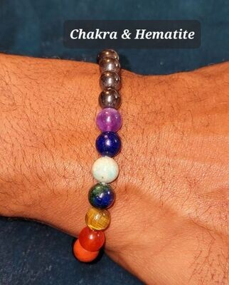 Hematite Chakra 8mm stone bead bracelet