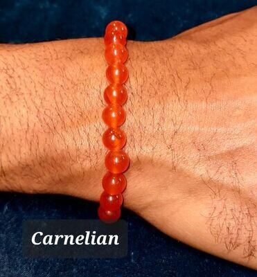 Carnelian 8mm stone bead bracelet